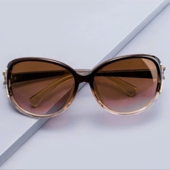 Brown Gold Ombre Oversized Sunglasses Boho Glasses Nwt main image 4